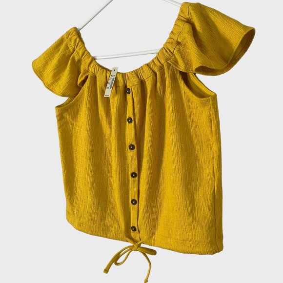 Madewell Texture & Thread Off-the-Shoulder Button-Front Top Women's Small New - Picture 3 of 12